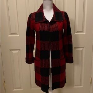 Black and Red Buffalo Check Sweater Topper